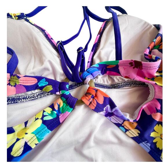 NEW Cupshe SWIMSUIT Women's LG 1PC  V-Neck Tummy Control ADJ Straps Back O-Ring - Picture 7 of 14